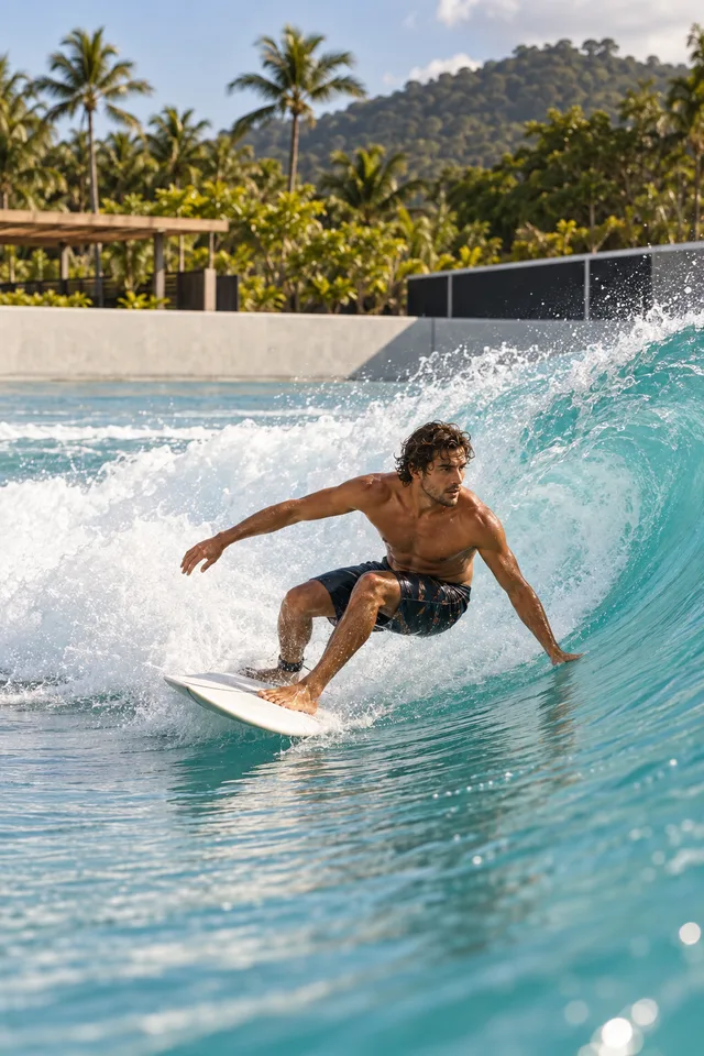 Surf en una laguna de olas artificiales, imagen ilustrativa
